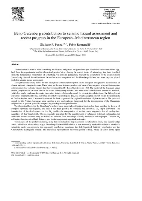 (PDF) Beno Gutenberg contribution to seismic hazard assessment and ...