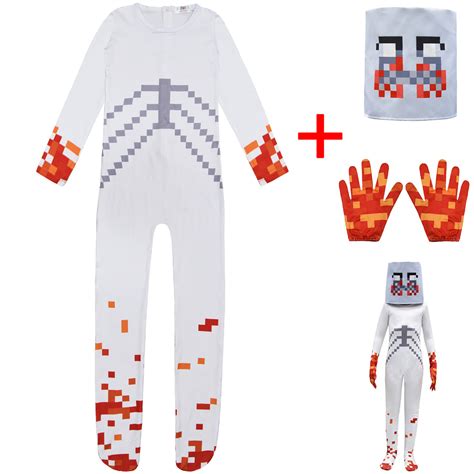 Minecraft Scp 096 Cosplay Costume Halloween Jumpsuit with Mask Outfits ...