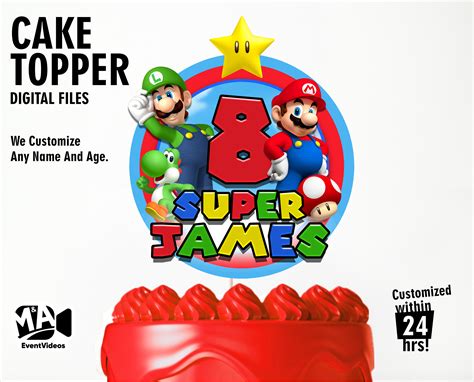 Personalised Super Mario Cake Topper Printable Cake Topper - Etsy Canada