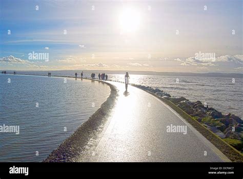 Pathway around the Marine Lake in West Kirby on The Wirral Stock Photo ...