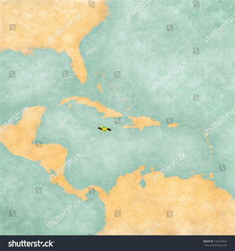 Jamaica Jamaican Flag On Map Caribbean Stock Illustration 154018928 ...