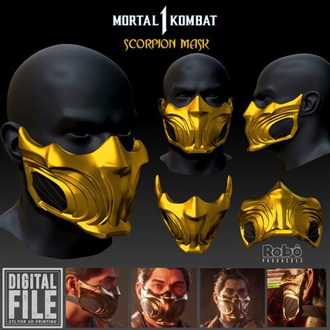 Archivo STL Mortal Kombat 1 Scorpion Máscara 2023・Diseño imprimible en ...