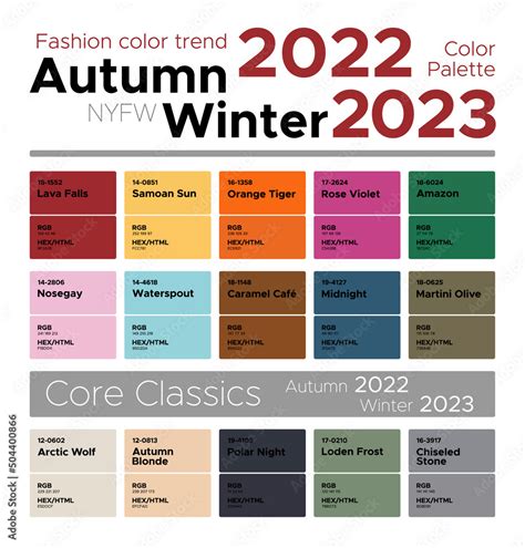 Fashion color trends Autumn Winter 2022-2023. Palette fashion colors ...