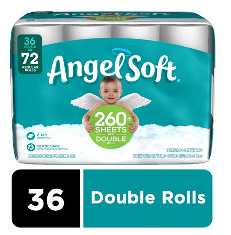 2-ply Bath Tissue 264 sheets per roll 36 Double Rolls Angel Soft Toilet ...