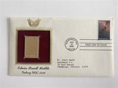 Edwin Powell Hubble Galaxy NGC 1316 Gold Stamp Replica First Day Cover ...