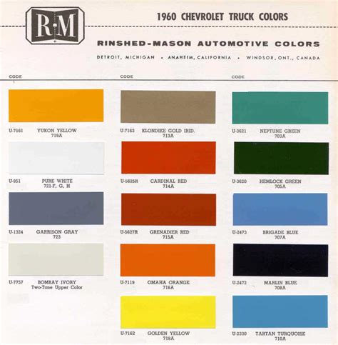 Chevrolet Paint Codes & Color Charts