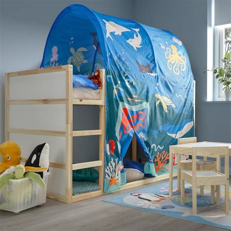 KURA bed tent, ocean animals pattern - IKEA