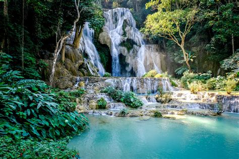 Kuang Si Falls - Turquoise Waterfall In Luang Prabang, Laos