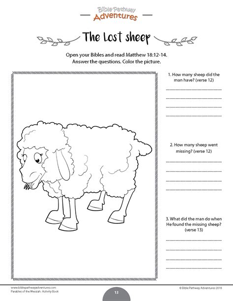 Parable Of The Lost Sheep Activities For Kids