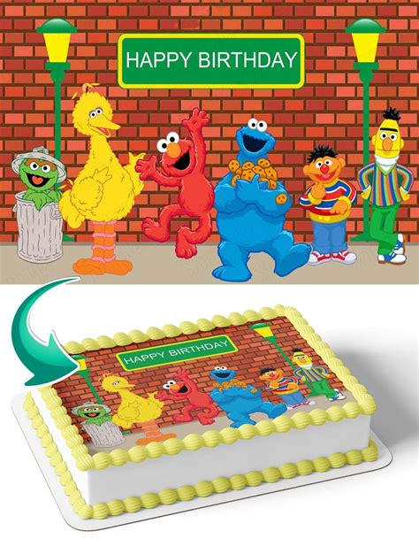 Buy CAKECERY Sesame Street Elmo Cookie Monster SS Edible Cake Image ...