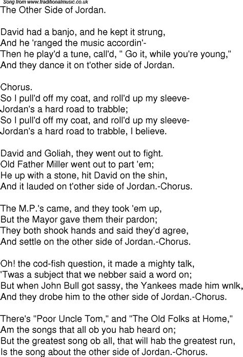 Old Time Song Lyrics for 08 The Other Side Of Jordan