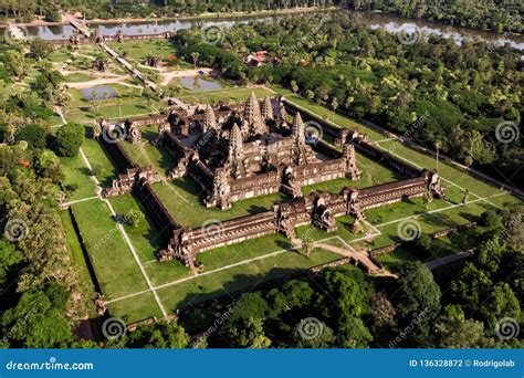 Aerial View of Angkor Wat Temple, Siem Reap, Cambodia Stock Photo ...