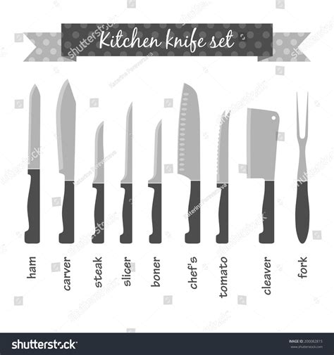 Different Types Kitchen Knives Vectors Set Stock Vector (Royalty Free ...