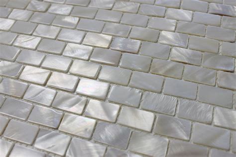 Mother of Pearl Oyster White Small Subway Mosaic Tiles – Rocky Point ...