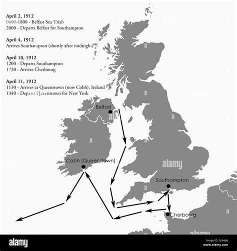 Titanic Route Map 1912