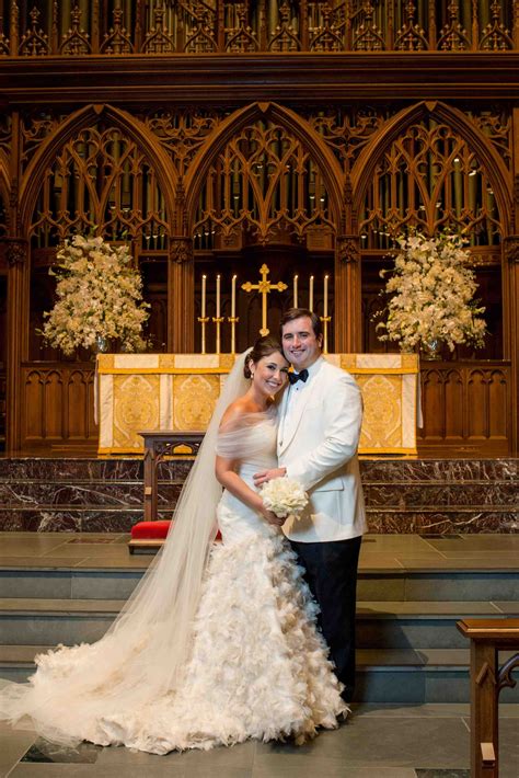 Couples Photos - Church Wedding Couple + Ruffle Gown - Inside Weddings