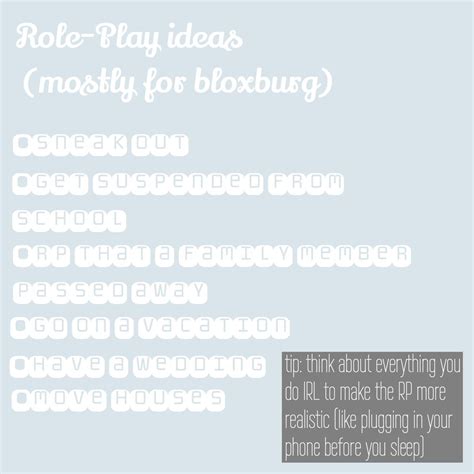 Bloxburg role-playing ideas | Rp ideas, Rp names ideas, Bloxburg decal ...