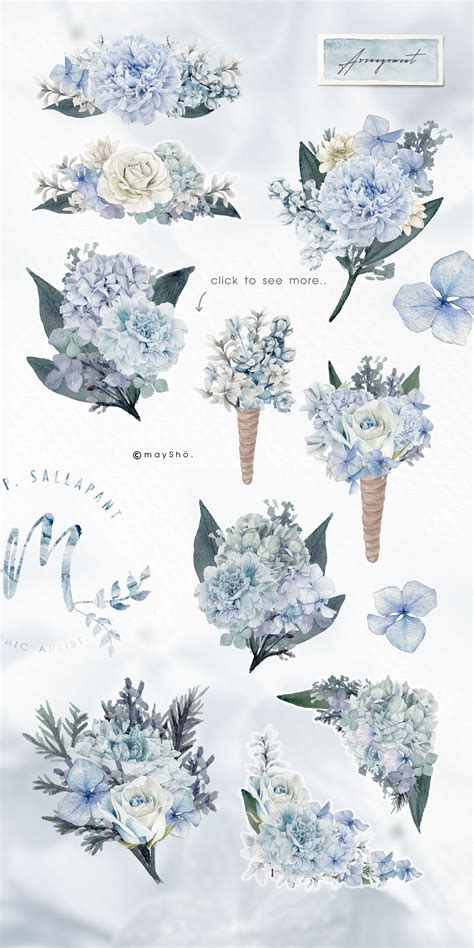 Dusty Blue Watercolor Flower Graphic | Flower art, Flower clipart ...