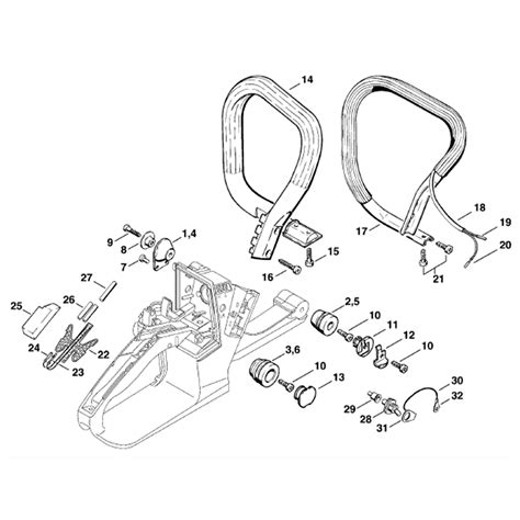 Stihl MS 260 Chainsaw (MS260 W) Parts Diagram, AV system - Handlebar