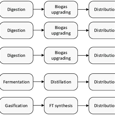 Main process steps of the advanced biofuel pathways under... | Download ...