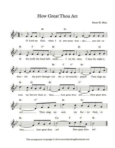 How Great Thou Art: Free Lead Sheet with melody, lyrics and chords