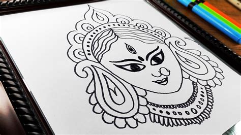 Durga Maa Face Drawing || How To Draw Durga Maa || Drawing of Durga Maa ...