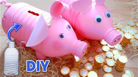 Easy crafts for Children DIY piggy bank with recycled plastic bottle ...