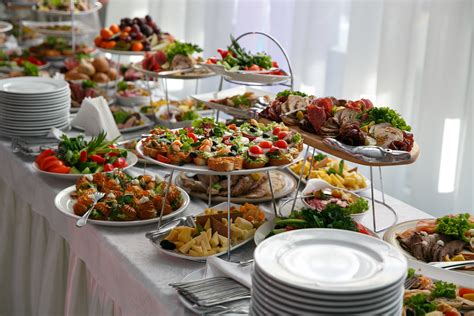 Catering service. Restaurant table with food at event. - Reventals ...