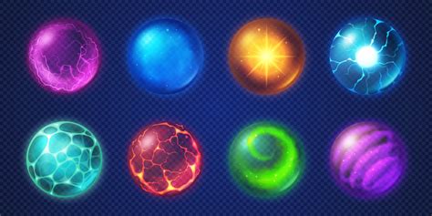 Set of magic crystal balls on blue background 16677862 Vector Art at ...