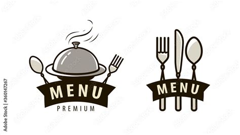 Menu logo or label. Food service, restaurant, cafe vector illustration ...