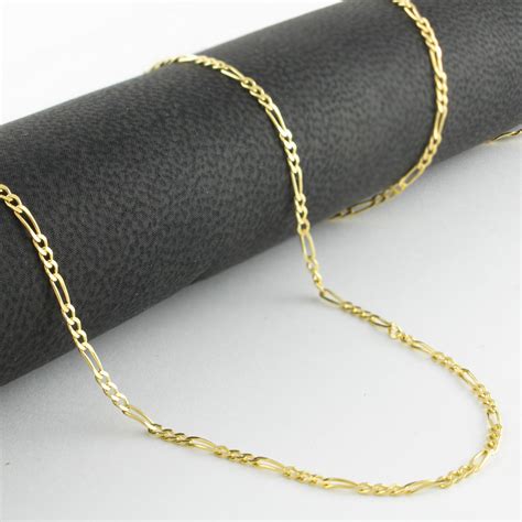 Solid 14K Yellow Gold Women's 1.5mm Thin Figaro Chain Pendant Necklace ...