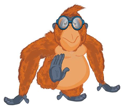 Orangutan in glasses stock illustration. Illustration of pink - 119352995