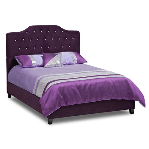 Layla Purple Bedroom Queen Bed | Furniture.com | Purple bed frame ...