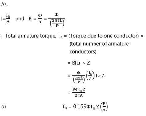 Torque equation of DC Motor