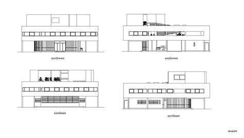 Four Elevations of a Modern Architecture Building Design