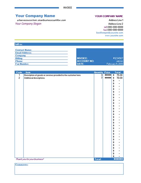 Excel Invoice Templates * Invoice Template Ideas