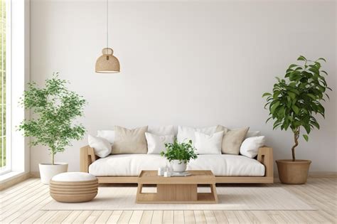 Premium AI Image | Sustainable Living Room with Leafy Decorations ...