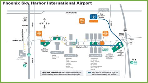 Phx airport map - Map of Phoenix airport (Arizona - USA)