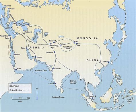 MAPS & ATLAS - SILK ROAD TRADE ROUTES MAP