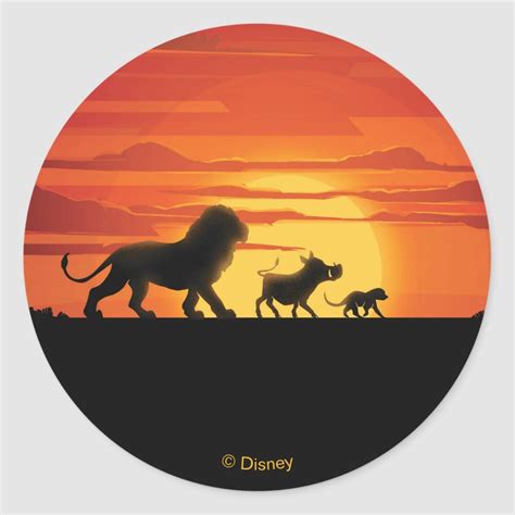 Lion King | Simba, Pumbaa, & Timon Silhouette Classic Round Sticker ...