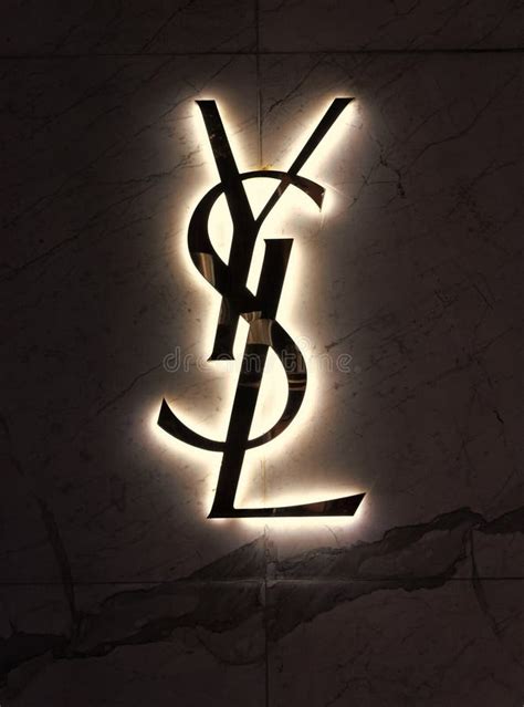 Miami, USA - March 20, 2021: Lighted YSL Logo Trademark on Shop Wall at ...