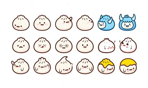 Premium Vector | Cute bao icon collection