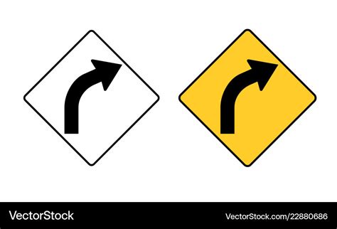 Right turn road sign Royalty Free Vector Image