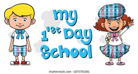 Boy Girl Ready First Day School Stock Vector (Royalty Free) 1075701581 ...