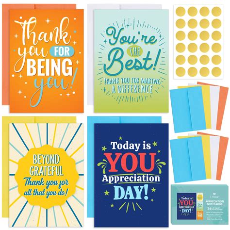 Buy 24 Appreciation Cards with Colorful Envelopes and Gold Stickers ...