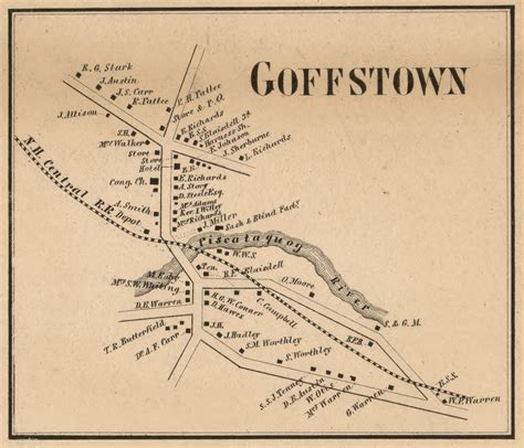 Goffstown Center, New Hampshire 1858 Old Town Map Custom Print ...