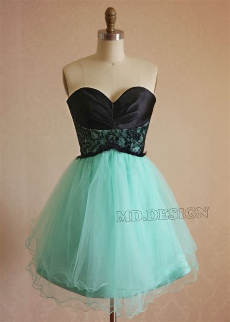 Turquoise Blue Strapless Tulle Lace Short Prom Dress | Cocktail dresses ...