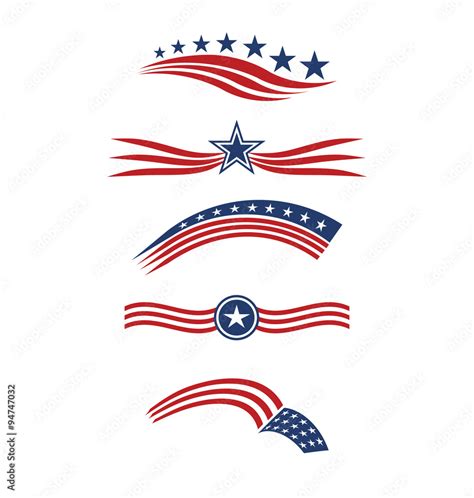 USA star flag logo stripes design elements vector icons Stock Vector ...