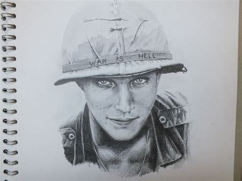 Pencil drawing based on a photograph of a US soldier in Vietnam ...