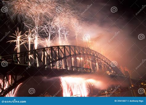 Sydney Harbour Bridge New Year Fireworks Stock Image - Image of ...